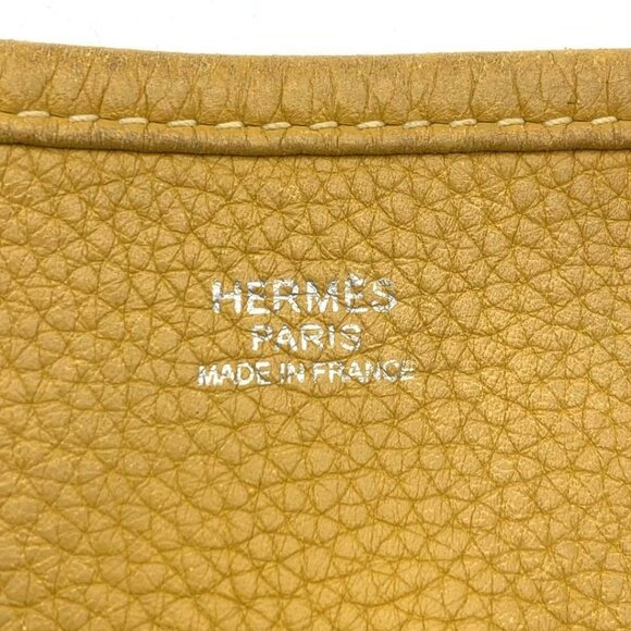 HERMES Evelyne PM I Yellow Mustard Clemence Leather Shoulder Bag Tote Purse - Picture 8 of 10